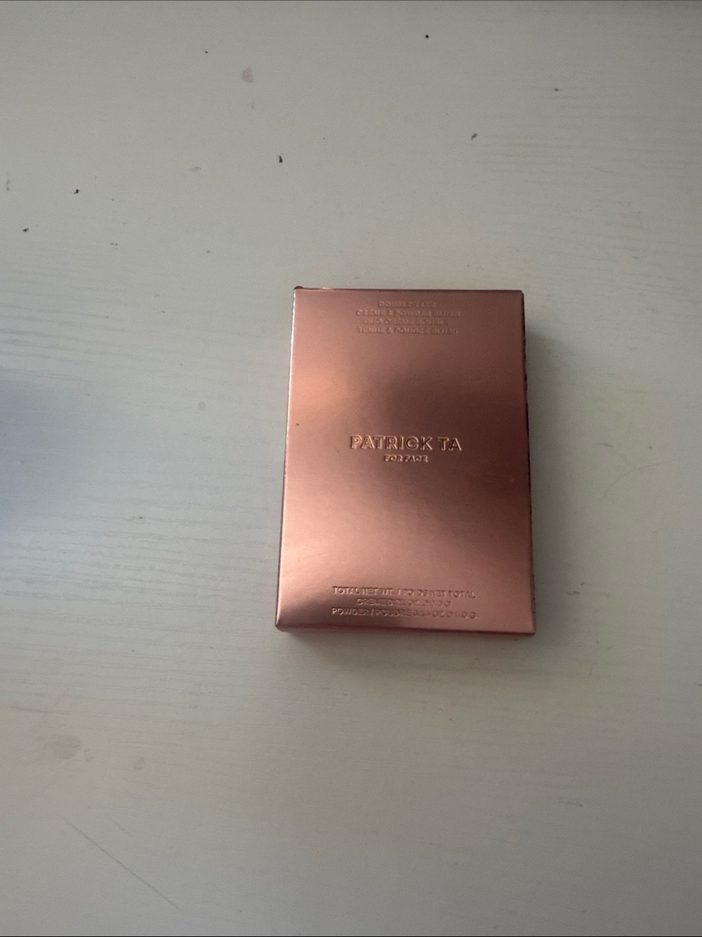Patrick Ta Metallic Rose Gold Body Oil Packaging